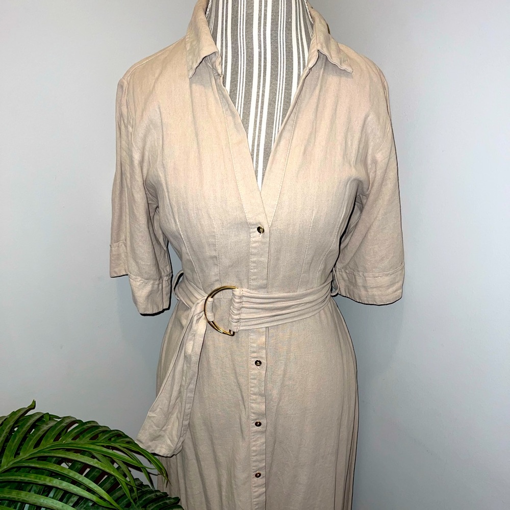 Zara Mid-Length Linen Blend Dress